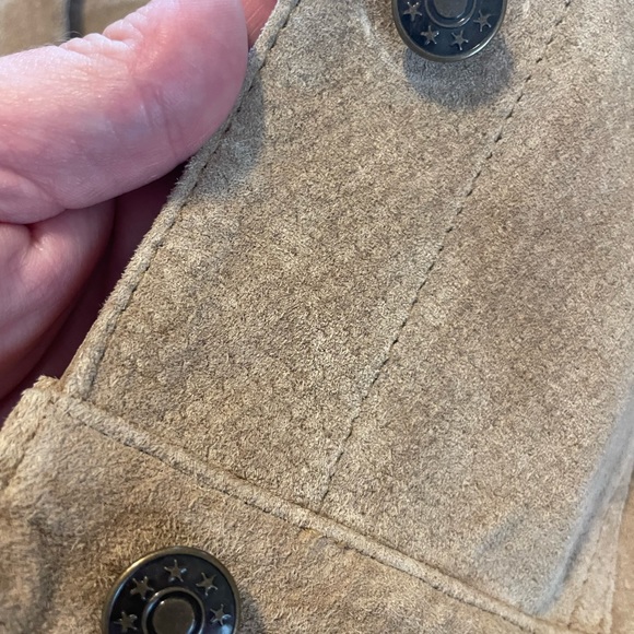 Suede leather tan Fabio button down jacket women’s size large - Picture 3 of 4